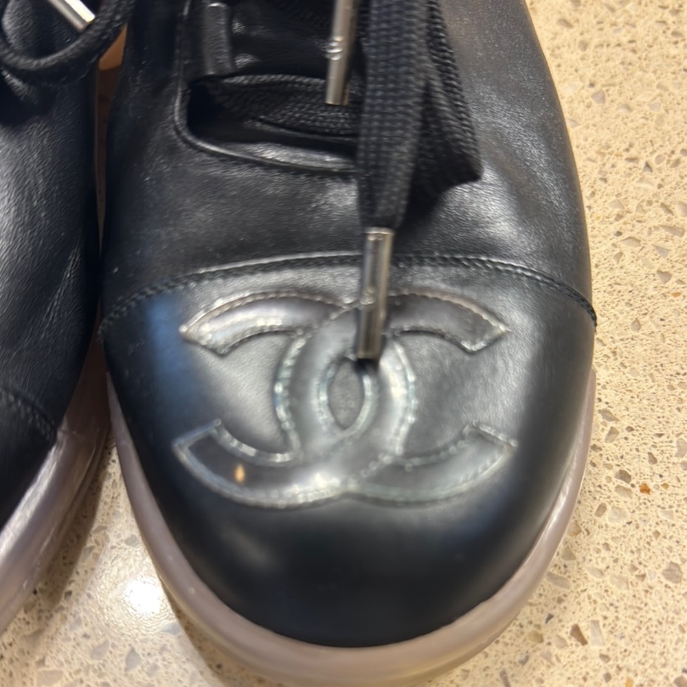 Chanel Interlocking Cc Lambs Leather Sneakers - image 7